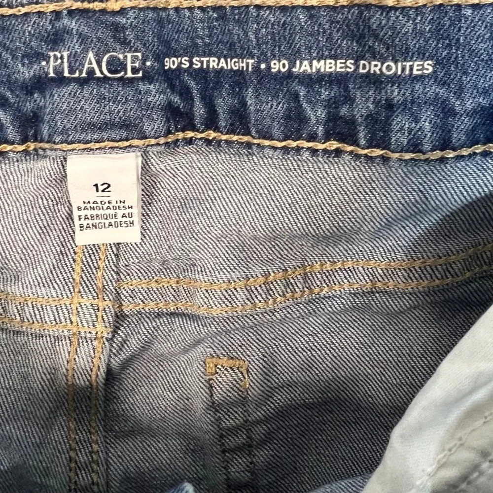 The Childrens Place Boys 90s Straight Leg Distressed Blue Jeans Size 12